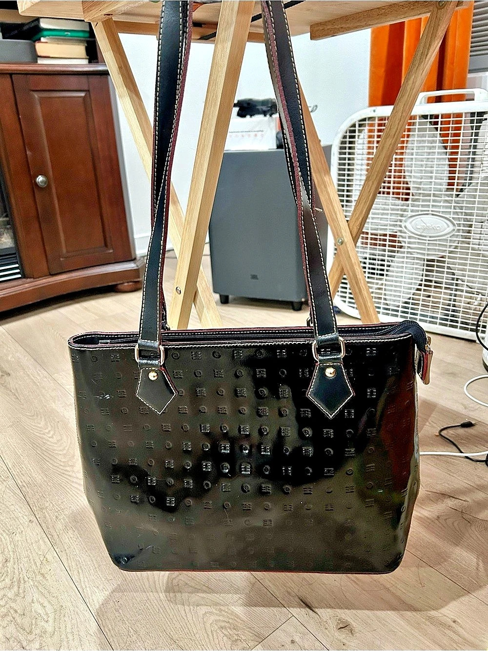 ACADIA Black Embossed Tote